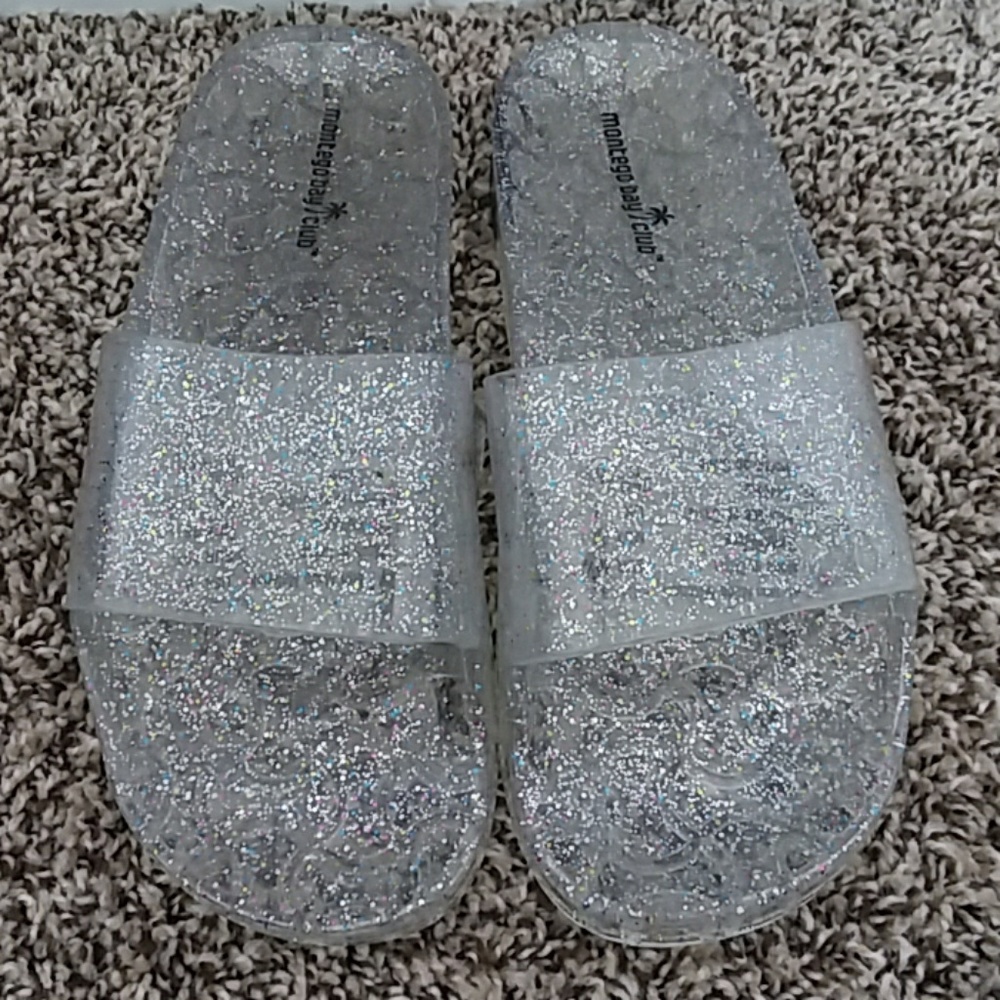 glitter clear sandals